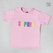 Load image into Gallery viewer, Personalised Pink Kids T-shirt
