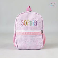 Load image into Gallery viewer, Personalised Gingham Toddler Backpack in Pink
