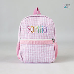 Personalised Gingham Toddler Backpack in Pink