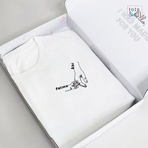 Personalised Holding Hands T Shirt in White