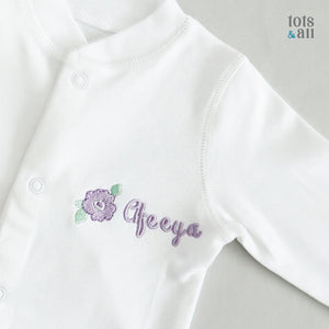 Personalised Flower Baby Sleepsuit