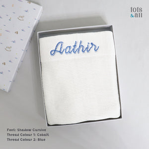 Personalised Knitted Blanket in White