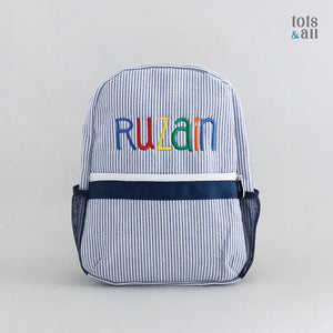 Personalised Toddler Backpack in Multicoloured Blue