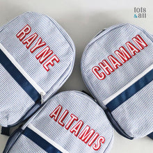 Load image into Gallery viewer, Personalised Toddler Backpack in Boldline Blue
