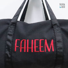 Load image into Gallery viewer, Personalised Duffel Bag in Solid Black

