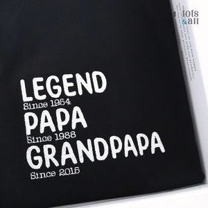 *Limited Edition* Personalised Legend Grandfather T-Shirt in Black