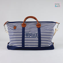 Load image into Gallery viewer, Personalised Weekender in Blue Stripes
