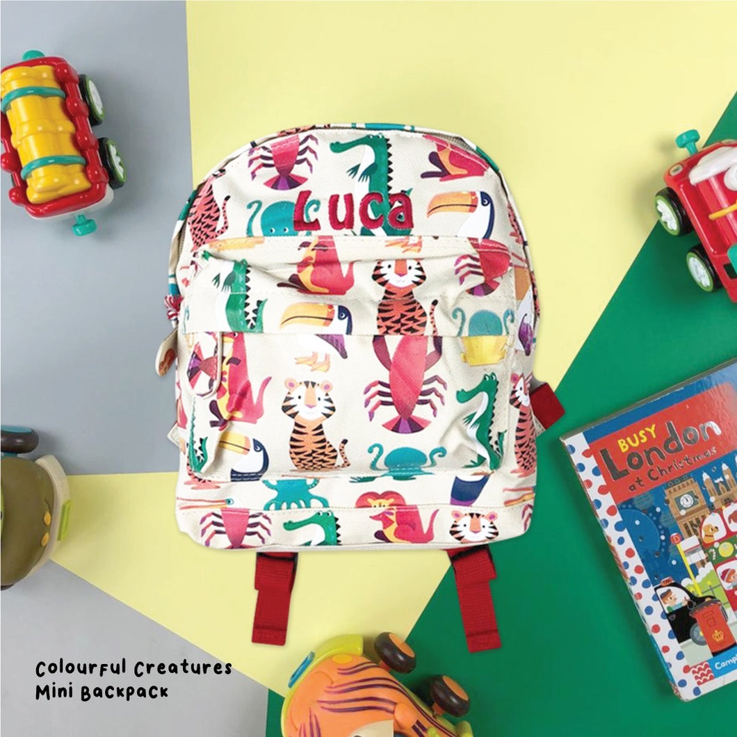Personalised Colourful Creatures Mini Backpack