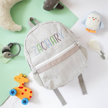 Load image into Gallery viewer, Personalised Toddler Backpack in Multicoloured Grey
