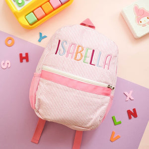 Personalised Toddler Backpack in Multicoloured Pink
