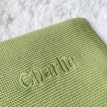 Load image into Gallery viewer, Personalised Knitted Blanket in Green
