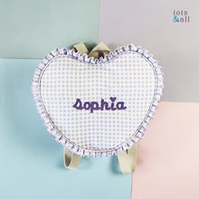 Load image into Gallery viewer, Personalised Heart Backpack in Purple
