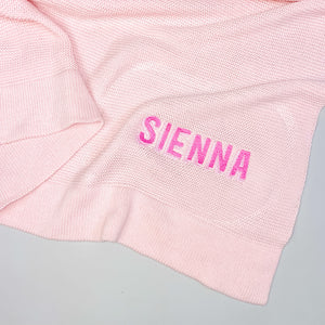 Personalised Knitted Blanket in Pink