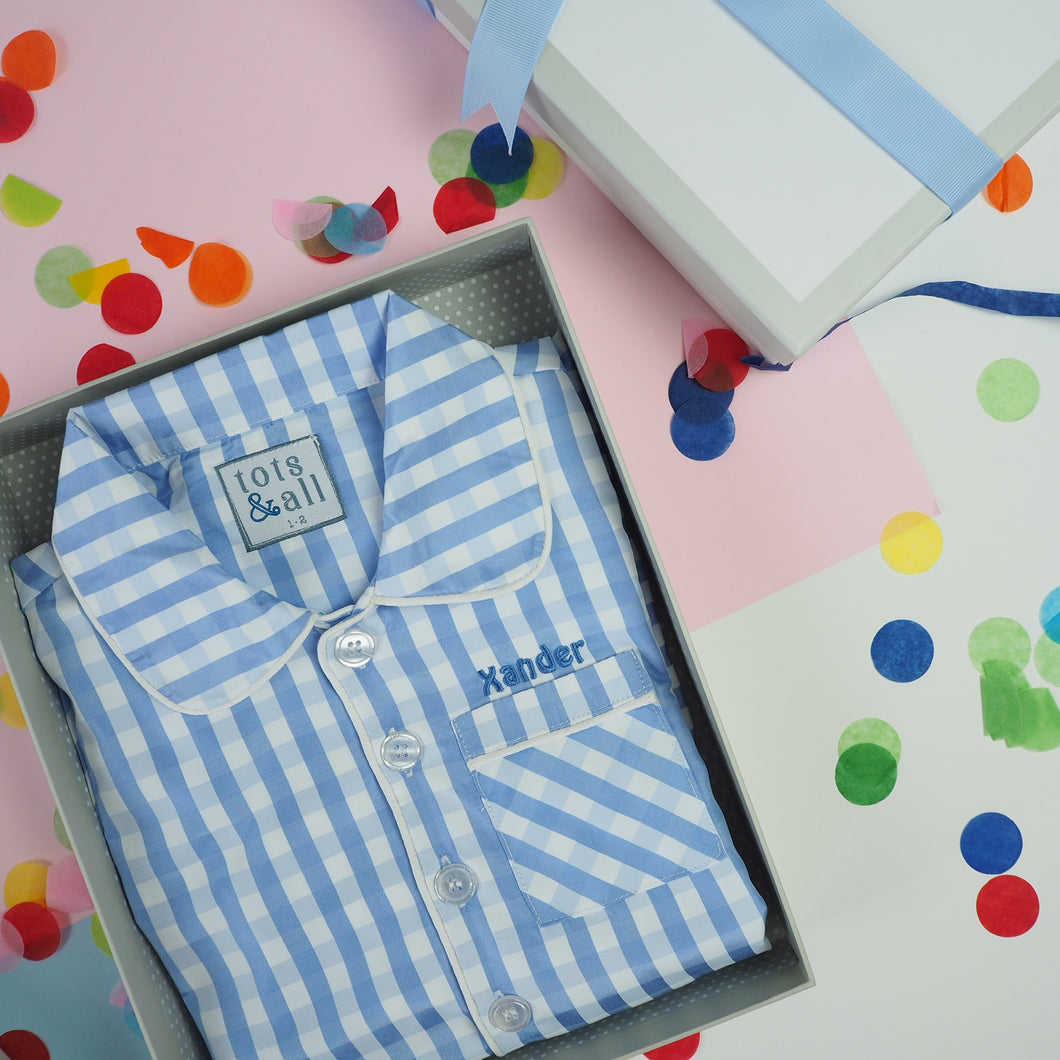Blue Gingham Pyjamas Set