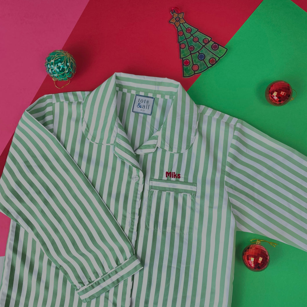 Green Stripes Pyjamas Set