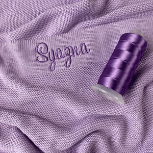 Personalised Knitted Blanket in Purple