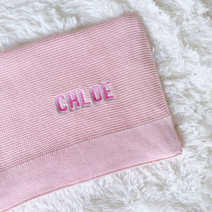 Personalised Knitted Blanket in Pink