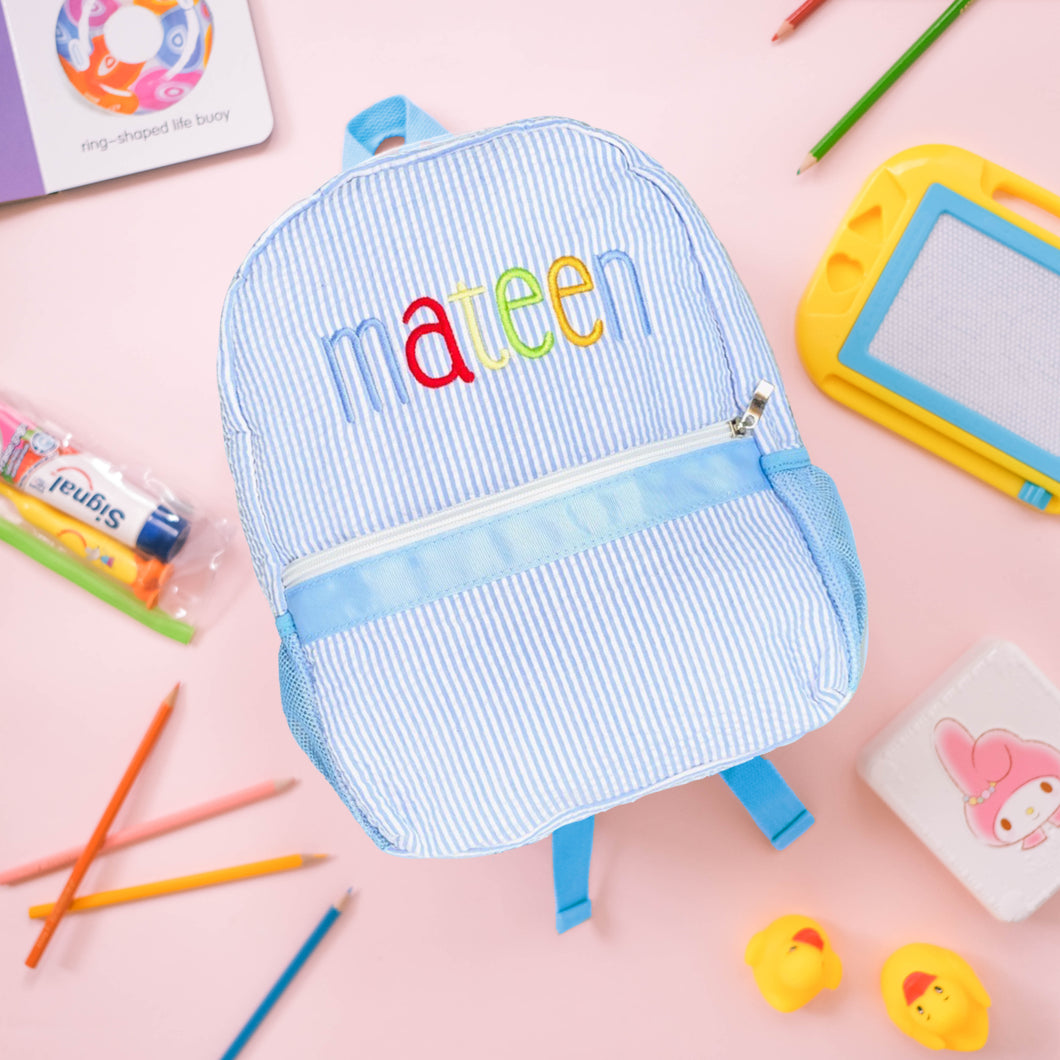 Personalised Toddler Backpack in Baby Blue