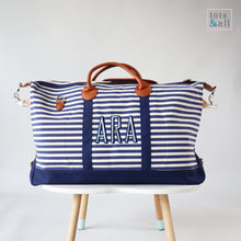 Load image into Gallery viewer, Personalised Weekender in Blue Stripes
