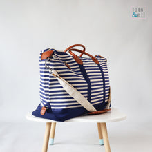 Load image into Gallery viewer, Personalised Weekender in Blue Stripes
