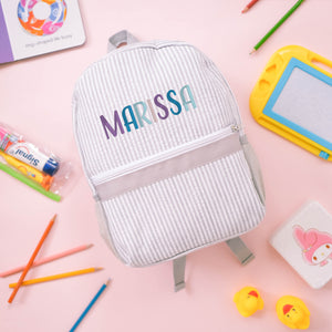 Personalised Toddler Backpack in Multicoloured Grey